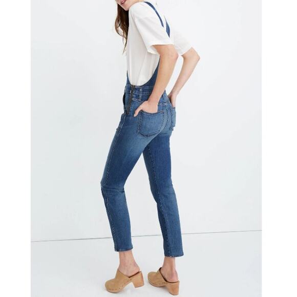 Madewell Women's Lorton Wash Denim Stovepipe Overalls Size Medium Tall - Picture 2 of 7